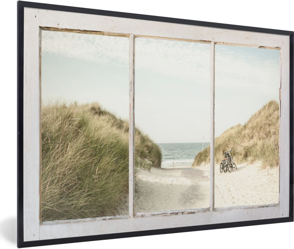 MuchoWow Gerahmtes Poster Aussicht - Strand - Meer 30x20 cm - Poster mit Schwarzem Bilderrahmen Wandposter Rahmen Foto Bilder - Kunstdruck - Bild...