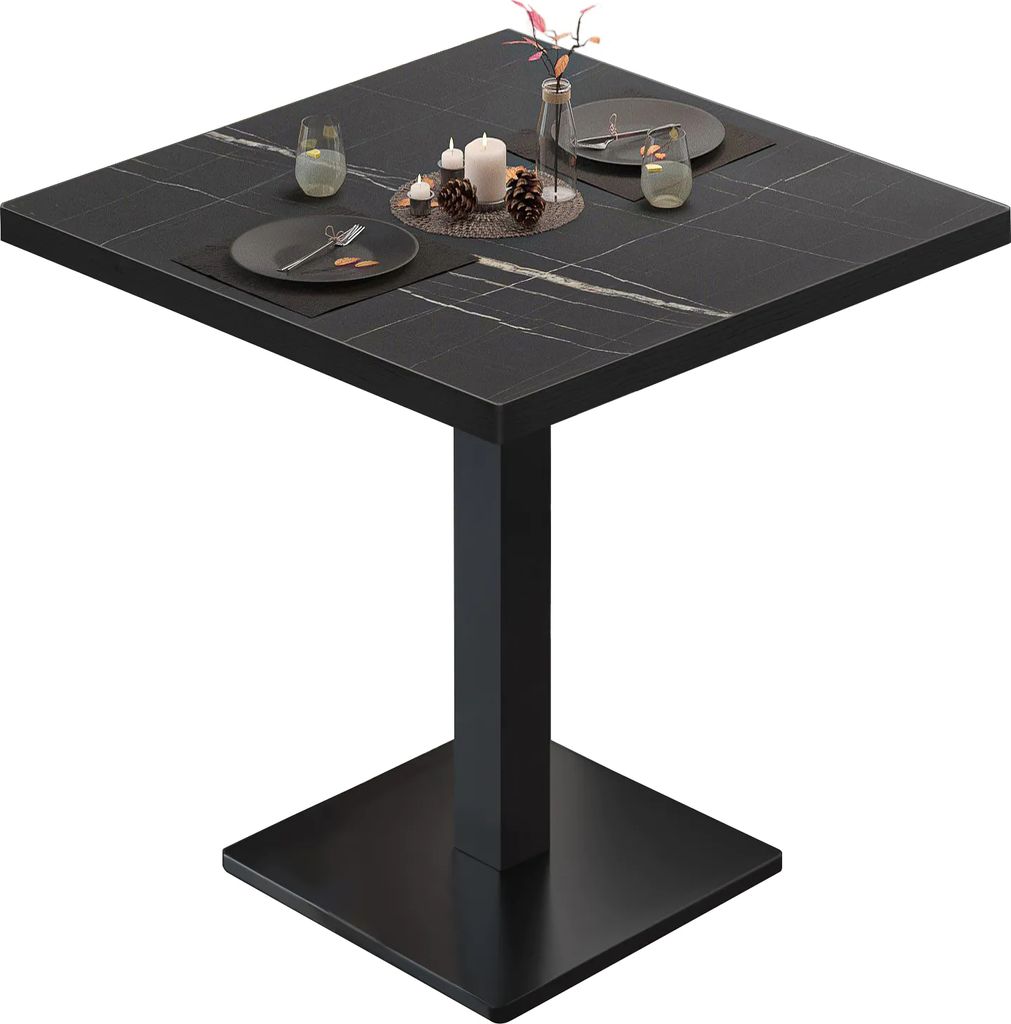 BM | Bistrotisch | B:T:H 70 x 70 x 75 cm | Schwarz Marmor / Produktbild 