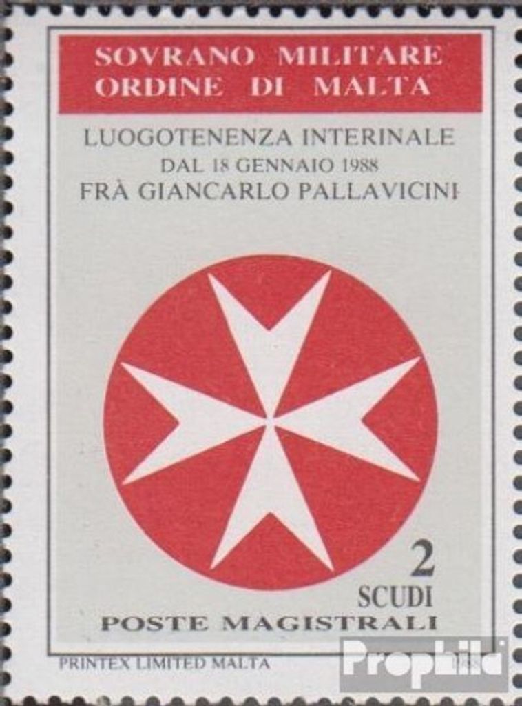 Briefmarken Malteserorden (SMOM) 1988 Mi Kat-Nr.: 339 (kompl.Ausg.) postfrisch Interimsleutnant