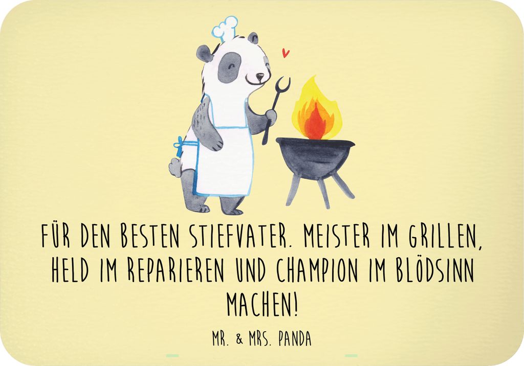 Mr. & Mrs. Panda magnet Bester Stiefvater - Gelb Pastell - Geschenk, whiteboardmagnet, Verwandte, Familie, Notizhalter, Kühlschrankmagnet, Grillme...