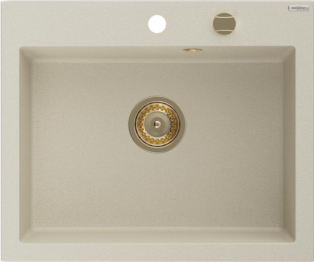 Mexen Elix Granitspüle 1-Becken 600 x 500 mm, beige, Siphon Produktbild 