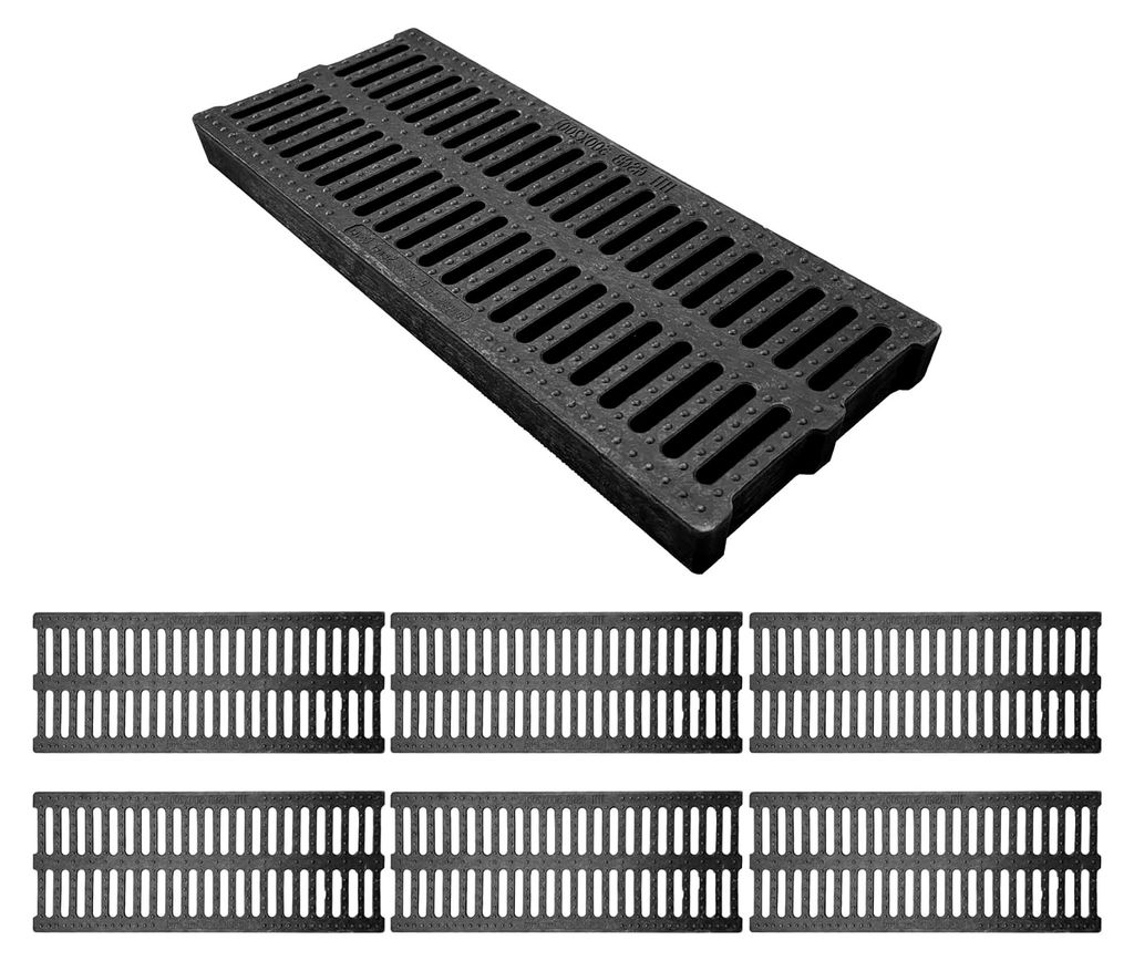 Ablaufgitter für Auffahrt, Polymer-Kunststoff, 50 x 20 x 4,1 cm, Kanalablaufabdeckung, Gesamtlänge 299,7 cm, Abflusssieb, Außenablaufgitter für...