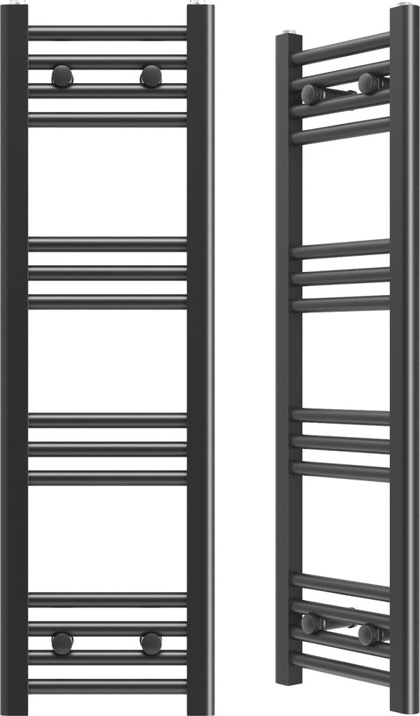 Granitan | Handtuchheizkörper Breno - 30x100 cm - Schwarz - Modernes Design - Platzsparend und Funktional