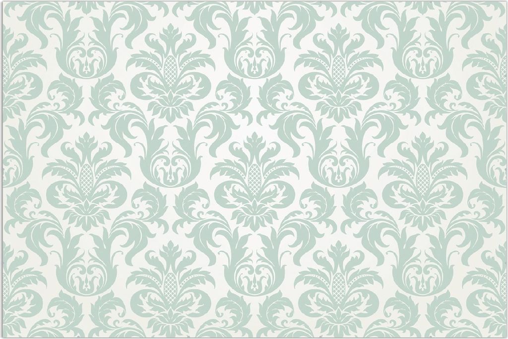 Wallario Wandbild Königliche Schnörkelei in weiß und grün, Größe: 61 x 91,5 cm, Poster mit rahmenlosen Bildhalter