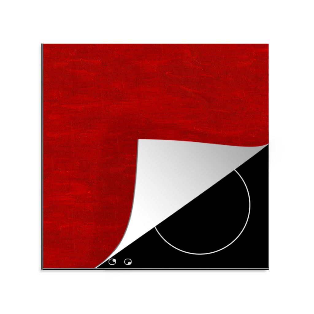 KitchenYeah Herdabdeckplatte Muster - Ölfarbe - Rot , 78x78cm, Küche Deko, Glaskeramikkochfeld Herdabdeckung, Abdeckplatte fùr Kochfeld