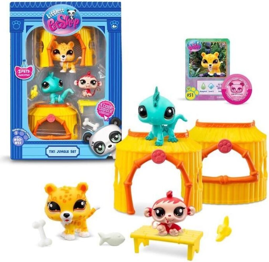 Littlest Pet Shop Tiki Jungle Pack, 3 Tiere und Zubehör, Bobblin' Head, Generation 7, Ab 4 Jahren