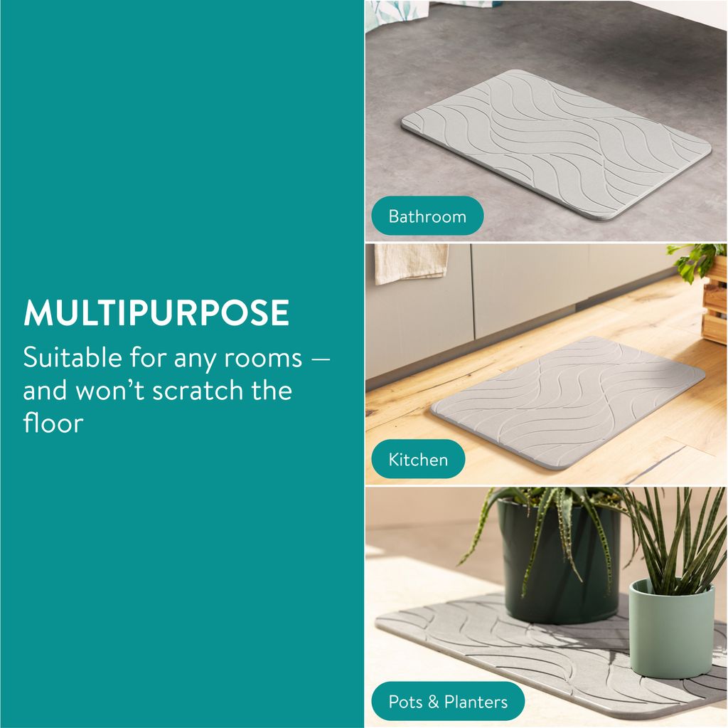 Ribelli Kieselgur Badematte 60x39cm - Rutschfest, Schnelltrocknend, Natürlich