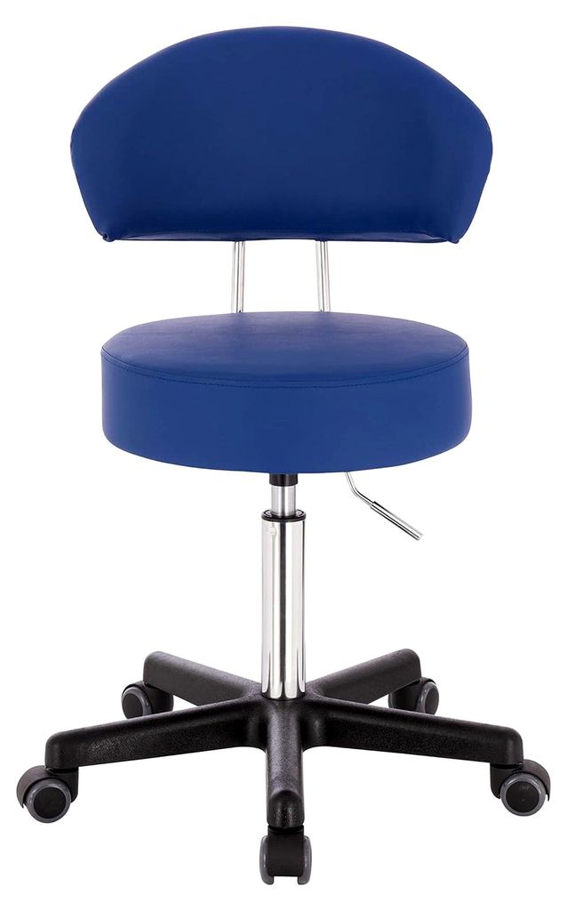 Profi Rollhocker XL mit Rückenlehne - große Sitzfläche - Sitzhöhe bis über 70 cm - Arbeitshocker, Studiohocker, Drehhocker, Küchenhocker, Kos...