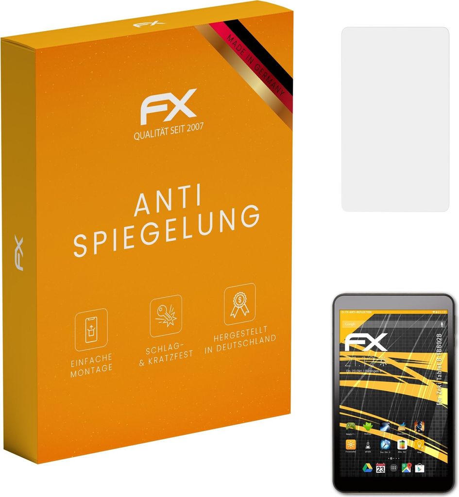 atFoliX FX-Antireflex 2x Schutzfolie kompatibel mit Zeki Tablet 8 (TB892B) Displayfolie