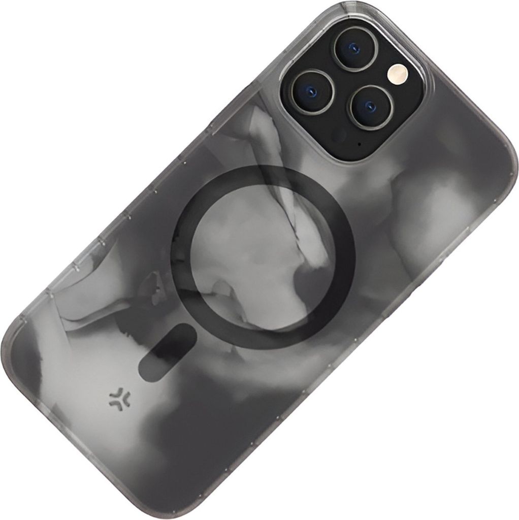 Celly - Magsafe Hülle Apple iPhone 15 Pro Max - schwarze Hülle mit Marmoreffekt