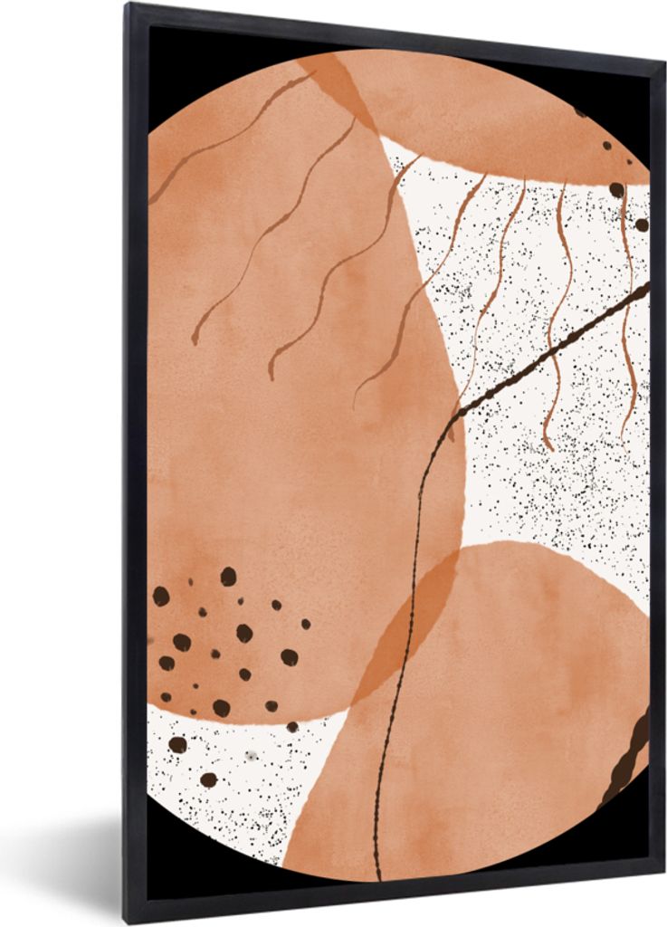 MuchoWow Gerahmtes Poster Aquarellfarbe - Abstrakt - Terracotta - Dots 20x30 cm - Poster mit Schwarzem Bilderrahmen Wandposter Rahmen Foto Bilder...