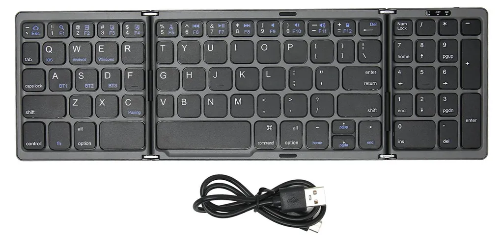 Clavier pliable rechargeable Type-C avec pavé numérique pour tablette