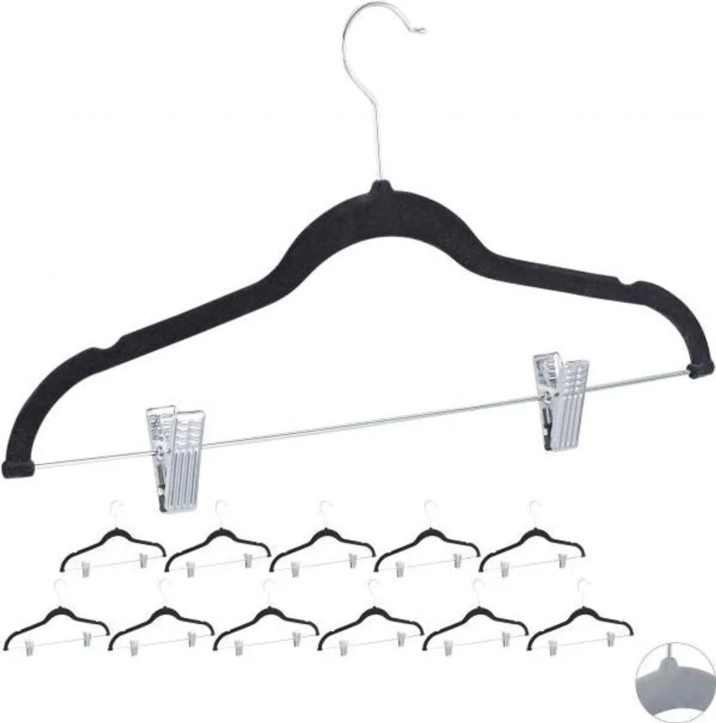 Cintre en velours avec clips lot de 12 : stop aux vêtements qui glissent
