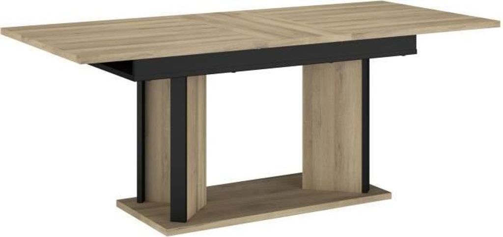 Esstisch, Ausziehbar, Rechteckig Eiche und Schwarz, 160/199,8 x 90 x 78 cm, 8 Personen, PARISOT OSTARA