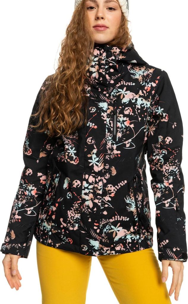 Women's Roxy Jetty Insulated Skijacke schwarz mit Blumen XS