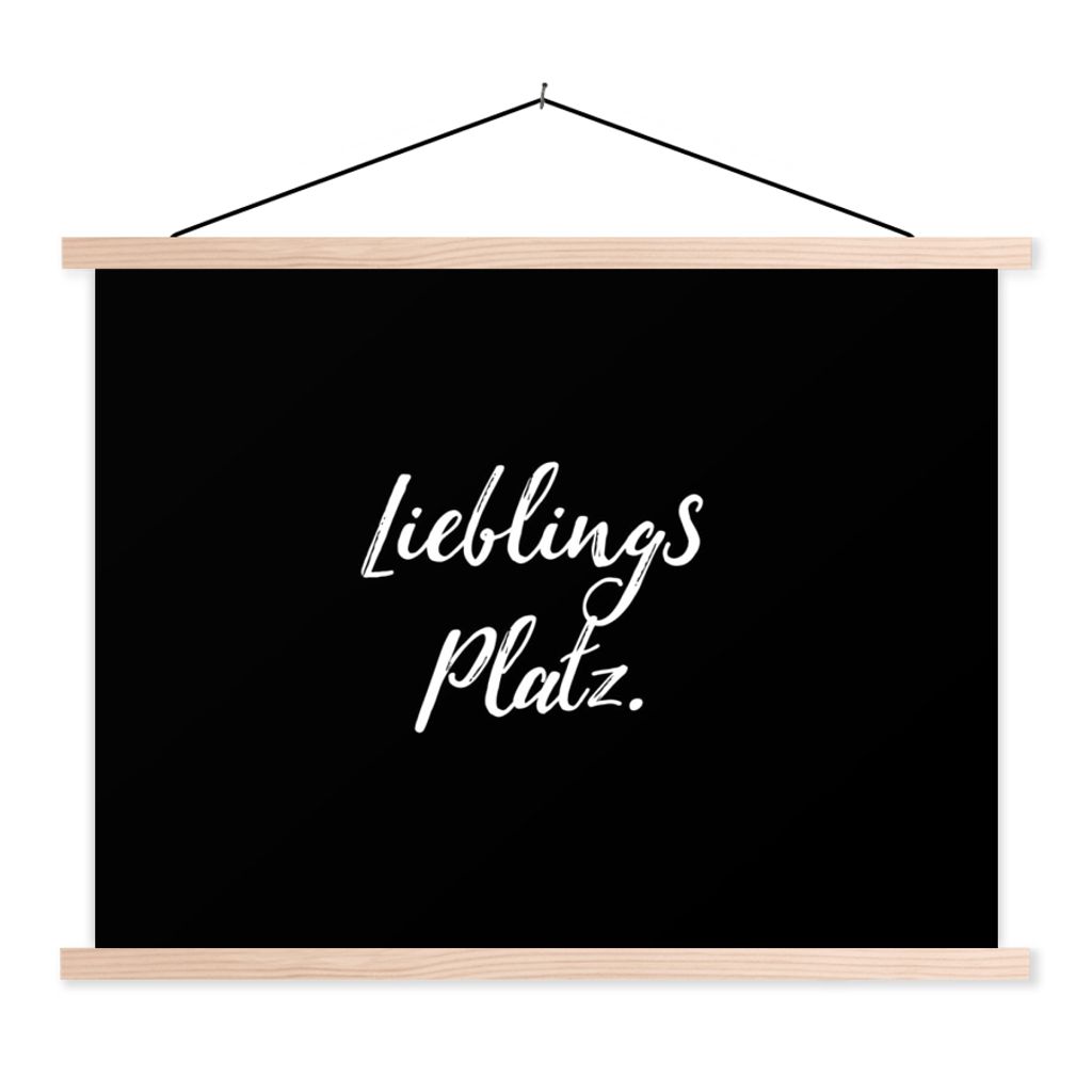 MuchoWow Textilposter Lieblingsplatz - Zitate - Sprichwörter - Essen 120x90 cm mit holzfarbenen Rahmen - Magnetisch