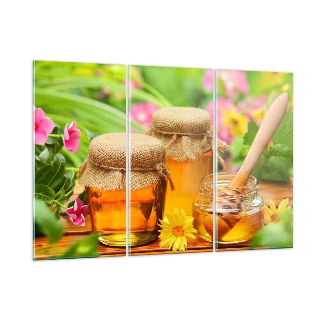 Bilder auf glas - Honig Glas Glas Vitamin - 105x70cm - Glasbilder - Wandbilder - Kunstdruck - zum Aufhängen bereit - Wanddekoration aus Glas - Gla...
