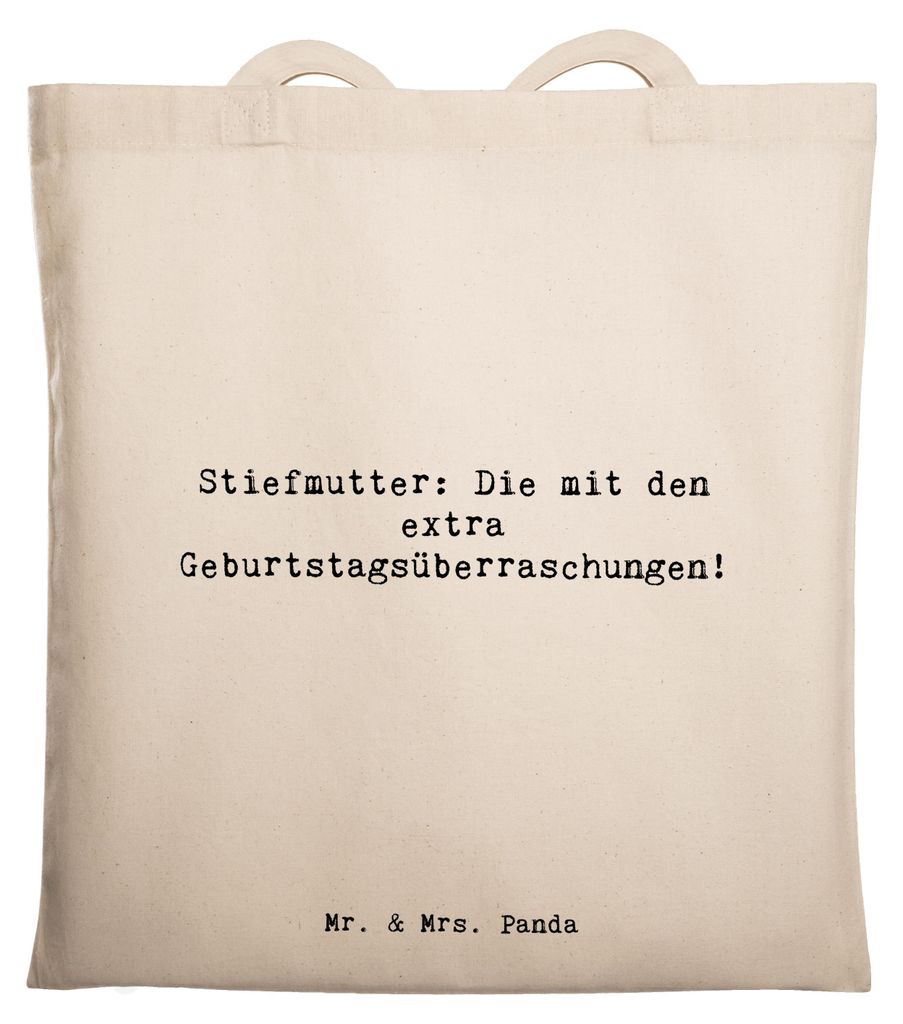 Mr. & Mrs. Panda Schultasche Spruch Stiefmutter Überraschungen - Transparent - Geschenk, Laptoptasche, Uni Tasche, persönliche Erinnerungen, Lieb...