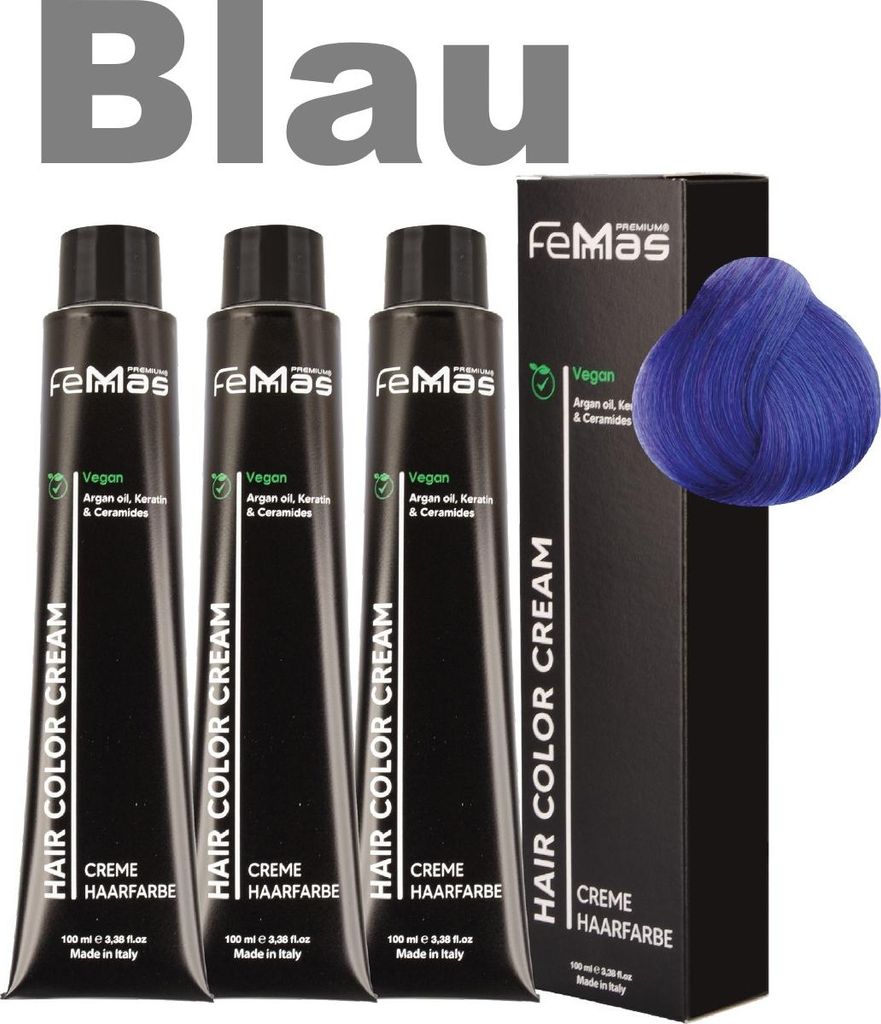 FemMas Haarfarbe mit Arganöl Pure&Mix Blau | 3x100 ml Produktbild 