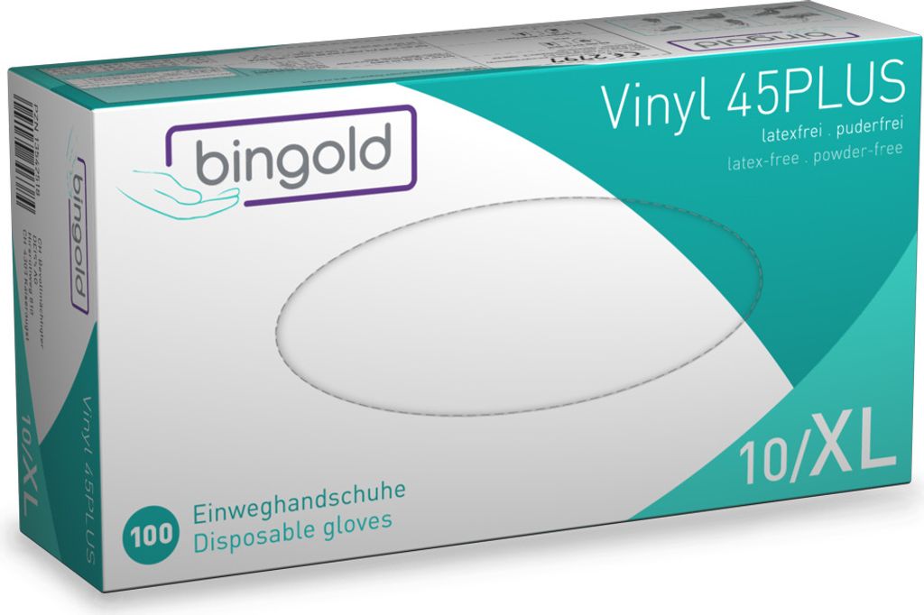 BINGOLD Vinyl 45PLUS, Einweghandschuhe, transparent, Produktbild 3