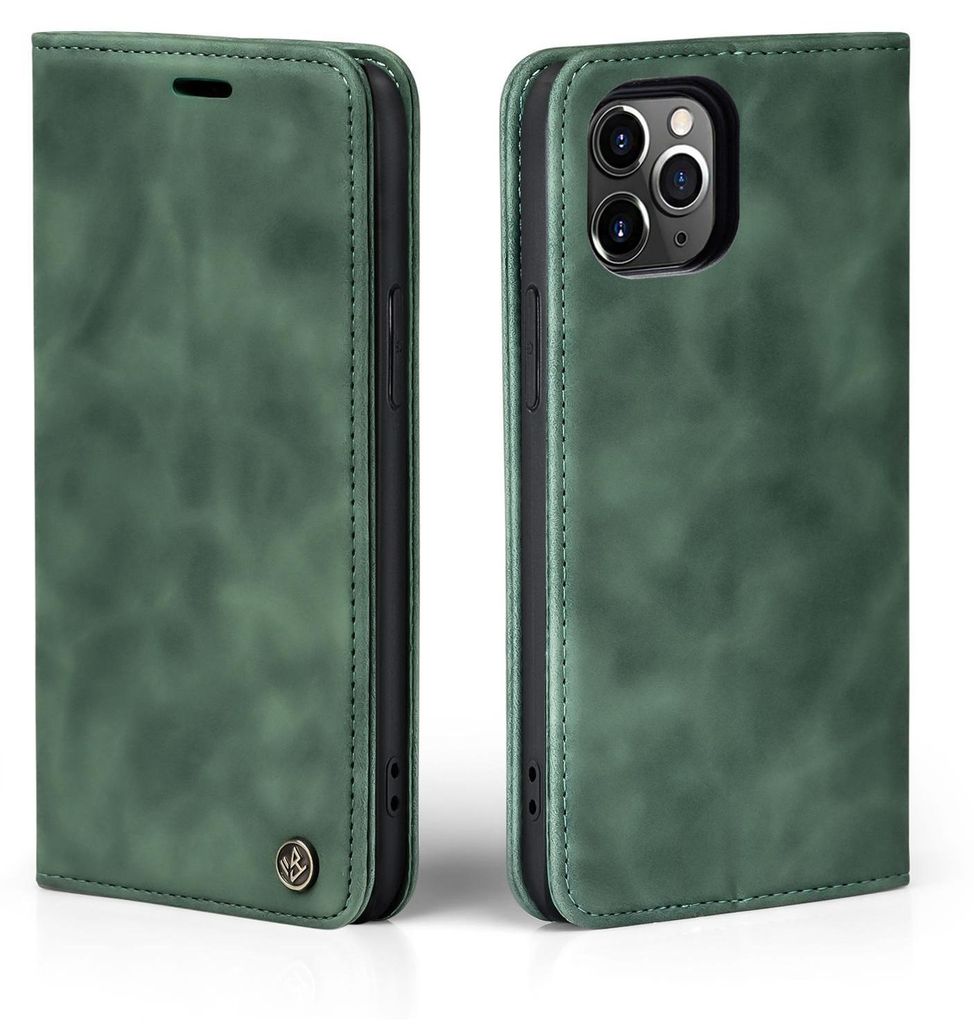 Handy Hülle für Apple iPhone 11 Pro Max Klapphülle Bookcase Flip Cover Handy Tasche Etui Farbe: Grün