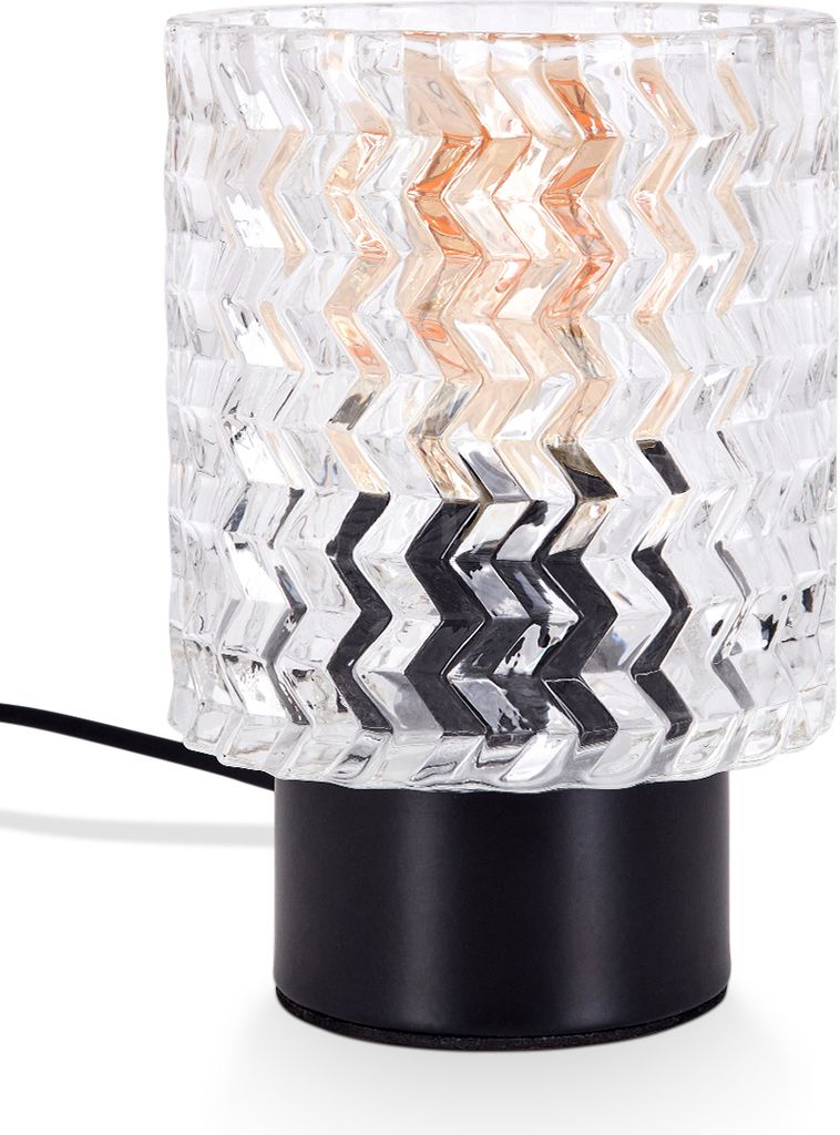 Barletta Tischlampe aus Metall/Glas in Schwarz/Klar