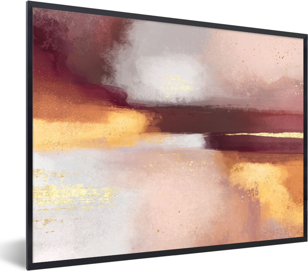 MuchoWow Gerahmtes Poster Malen - Abstrakt - Pastell 80x60 cm - Poster mit Schwarzem Bilderrahmen Wandposter Rahmen Foto Bilder - Schwarzem - Mit...