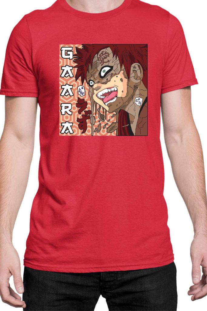 Herren T-Shirt Japan Manga Anime Comics Animation Naruto Gaara Shikaku, Man 2XL / Rot