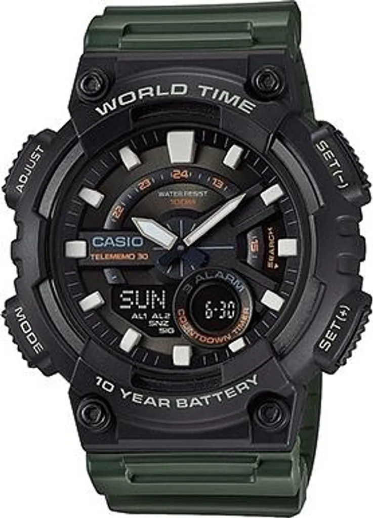 Montre Homme Casio AEQ-110W verte - Chronographe et Résistance