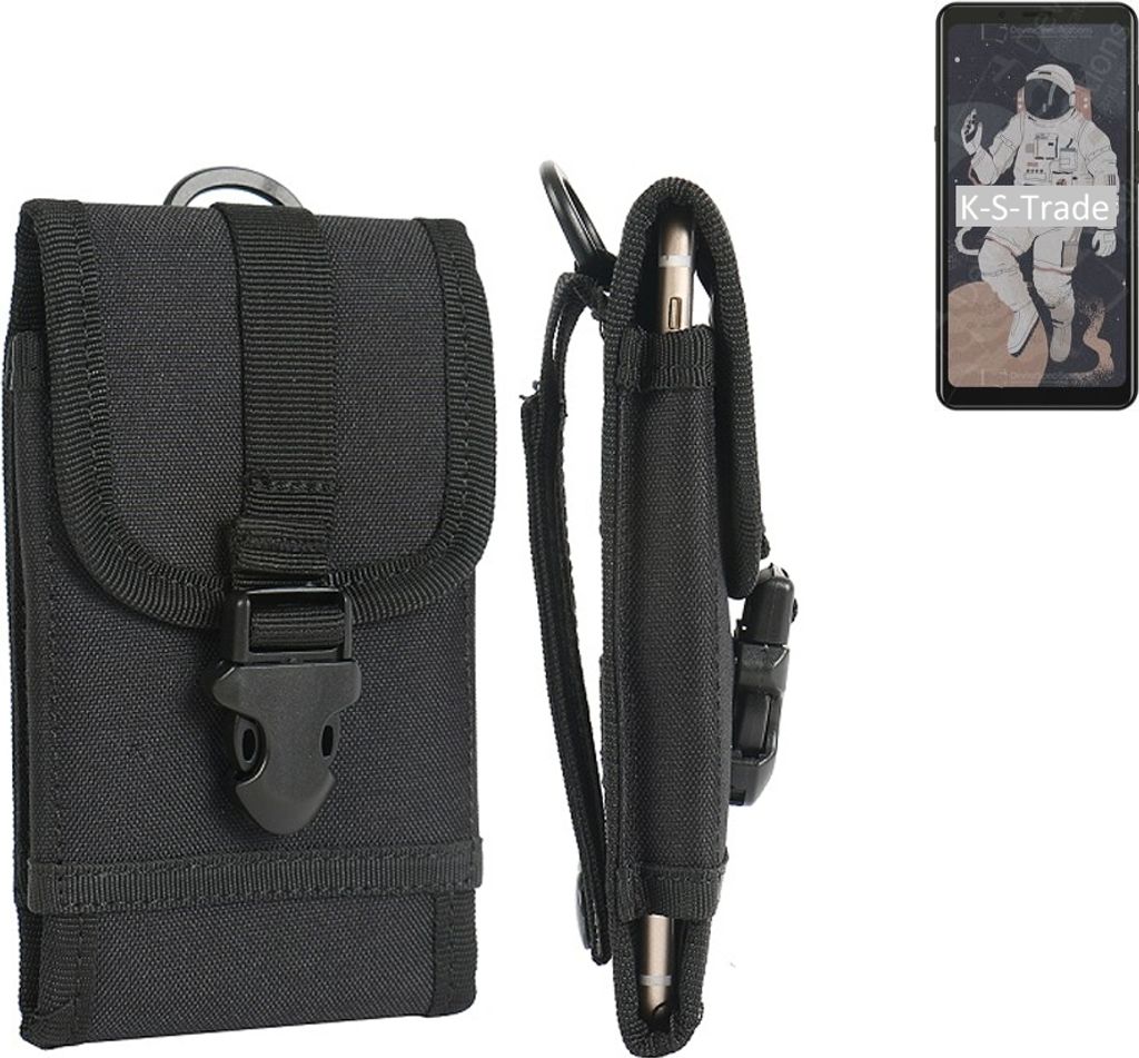 K-S-Trade Holster Handy Hülle kompatibel mit HiSense A5C Holster Handytasche Gürtel Tasche Schutz Hülle Robust Outdoor schwarz