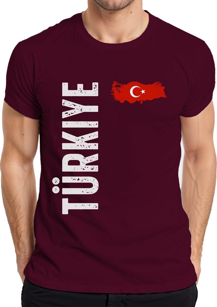 Türkei Flagge Fußball Fan WM Weltmeisterschaft 2026 Herren T-Shirt, Burgundy, M