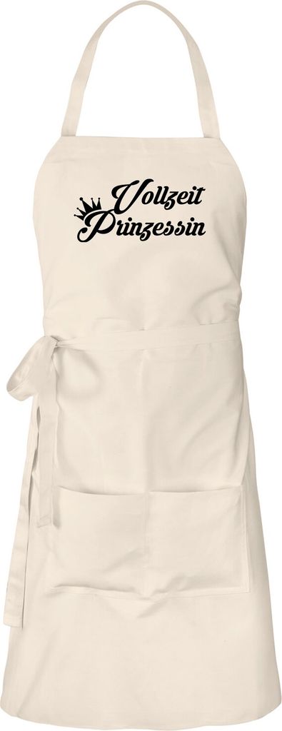 Huuraa Schürze Vollzeit Prinzessin Krone Natur mit Taschen Baumwolle Kochschürze Geschenkidee