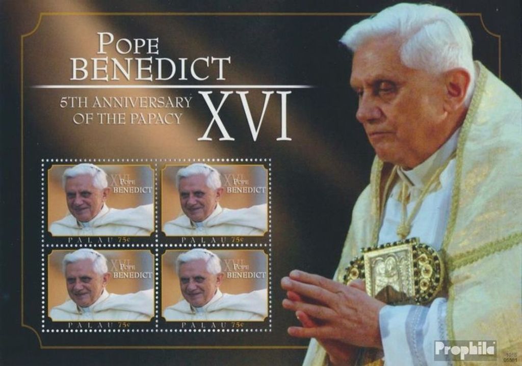 Briefmarken Palau-Inseln 2010 Mi 2981 Kleinbogen (kompl.Ausg.) postfrisch Papst Benedikt XVI.