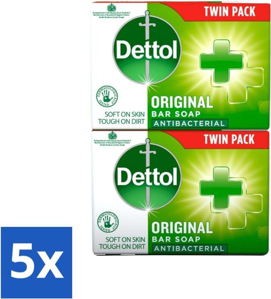 Dettol Seifentabletten - Original - Antibakteriell - 2x 100g Seifentabletten - Vorteilspack - 5 Stücke