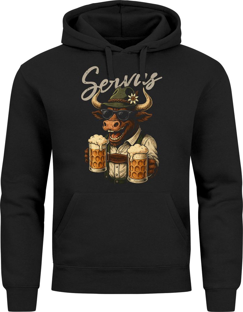 Hoodie Herren für das Servus Ochse Maßkrüge Bier Ersatz Tracht Pullover Volksfest Bierfest Outfit Spruch Lustig Moonworks