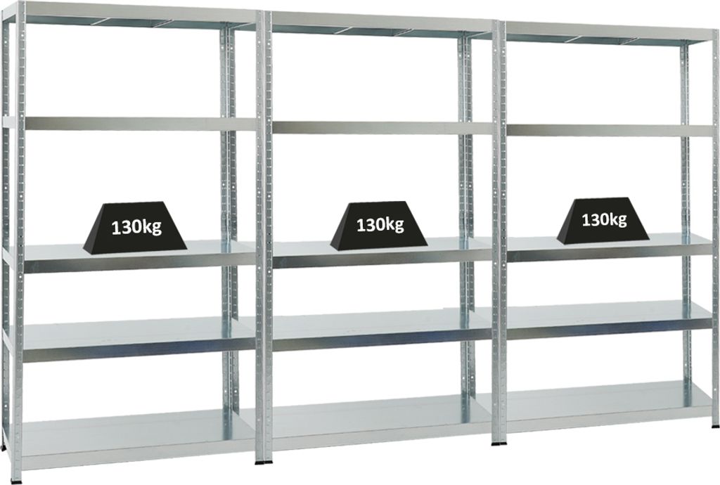 Mega Deal | 3x Schwerlastregal Steel Eagle | HxBxT 180x100x40 cm | Fachlast 130kg | Verzinkt