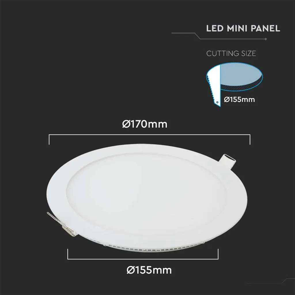 Panneau LED rond miniature série Premium IP20 blanc 12W 1160lm 2700K