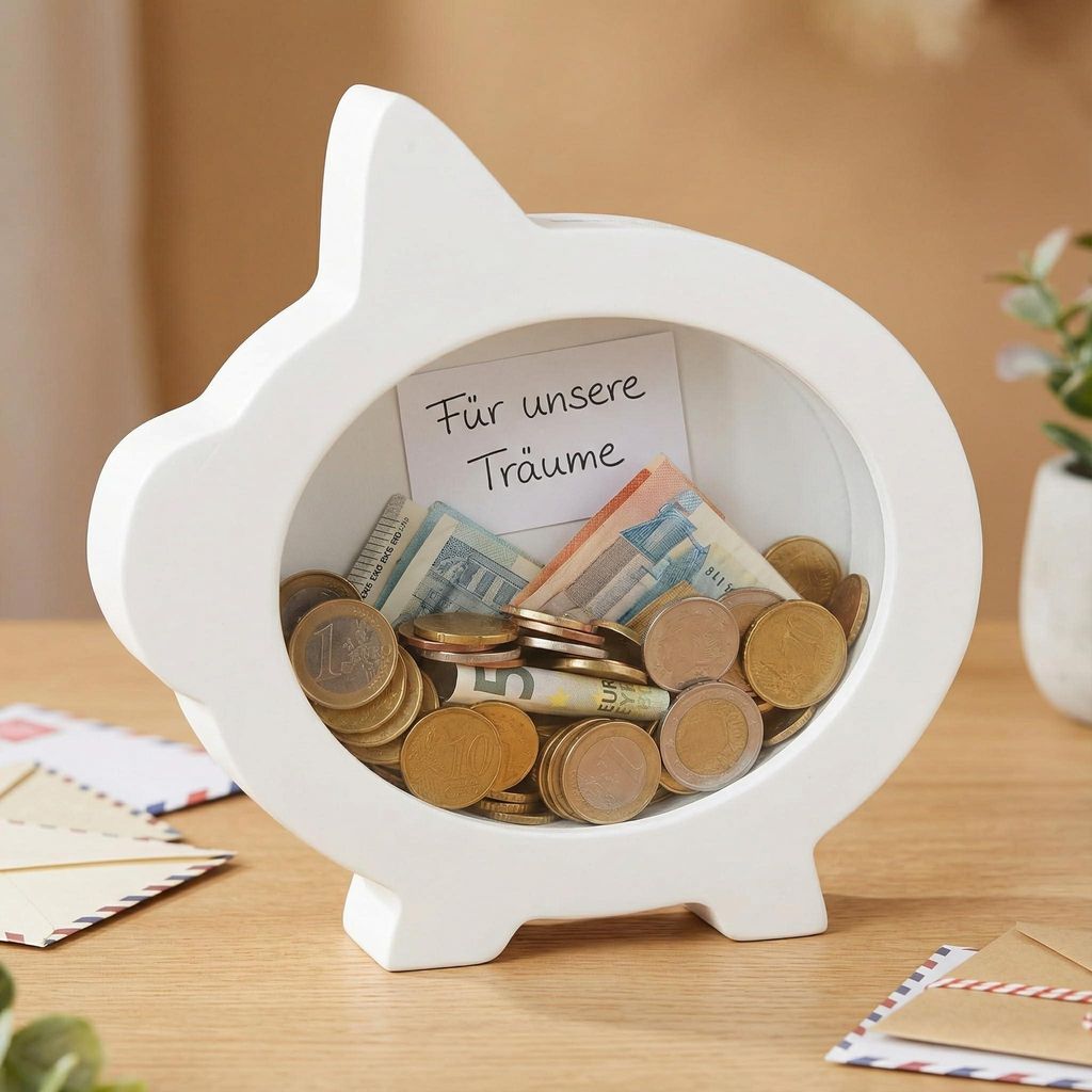 Spardose aus Holz mit Glasfront – dekorative Spardose für Geldgeschenke zu Hochzeiten, Geburtstagen, Reisen und mehr – kreative Spardose (wei...