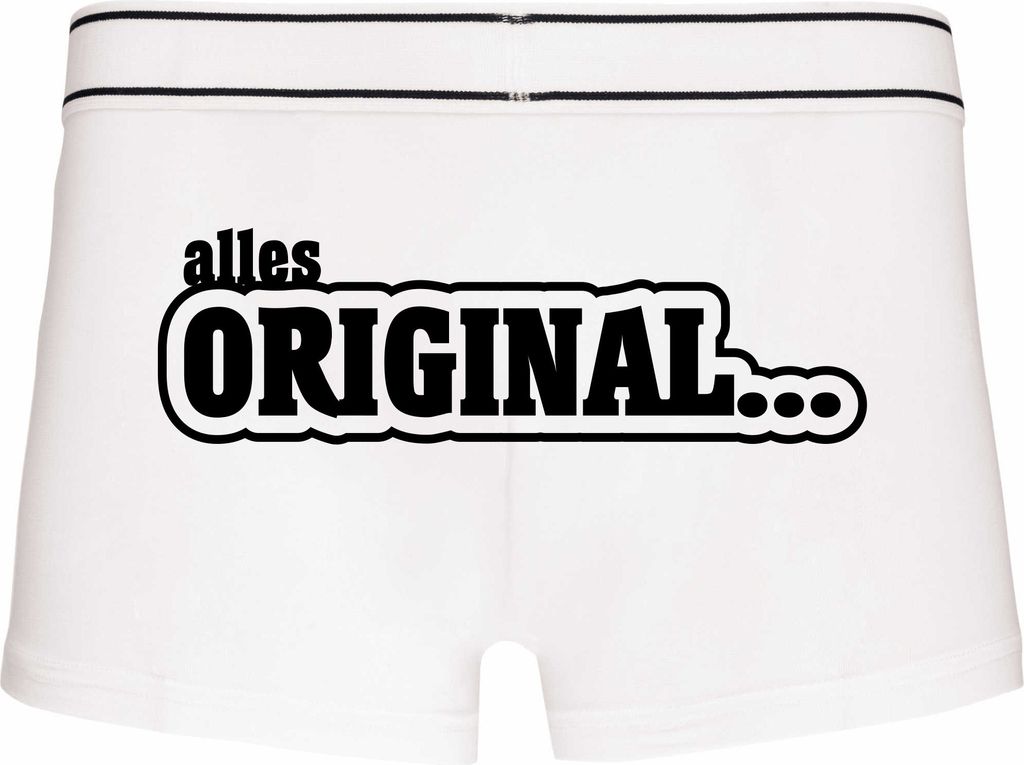 Boxershorts - Mann - Boxer-0038-man-white-h-XL - weiß - XL - hinten - Alles Original - lustiges Motiv - Spruch - Unterwäsche - Unterhose - Freize...