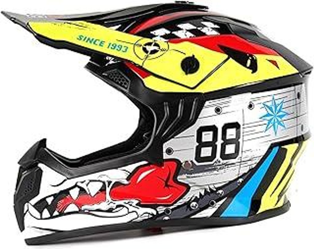 Kinder Motocross Helm, ECE R22.06 , Scooter Roller Helm, Crosshelm Helm Motorrad MTB Enduro Quad Offroad DH Helm, Roller Ski ATV Fullface MTB Helm,...