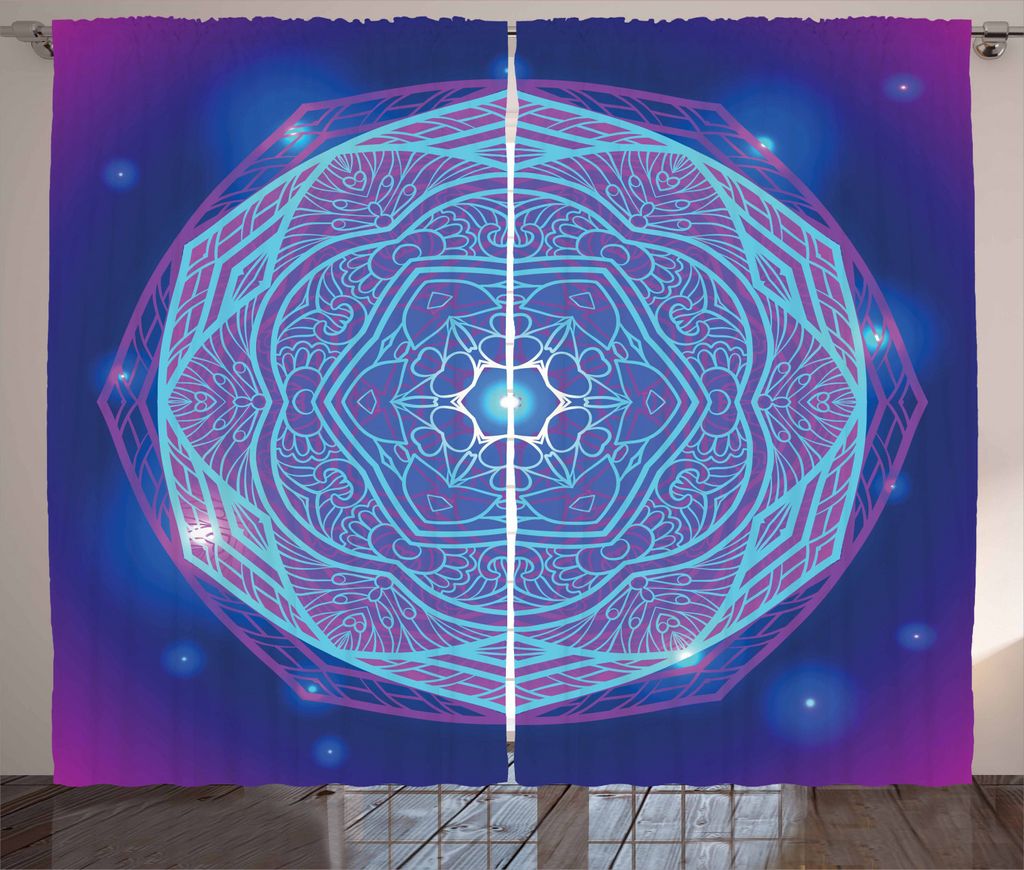 ABAKUHAUS Stern-Mandala Rustikaler Vorhang, Heilige Geometrie Symbol, Wohnzimmer Universalband Gardinen mit Schlaufen und Haken, 280 x 225 cm, Lila...