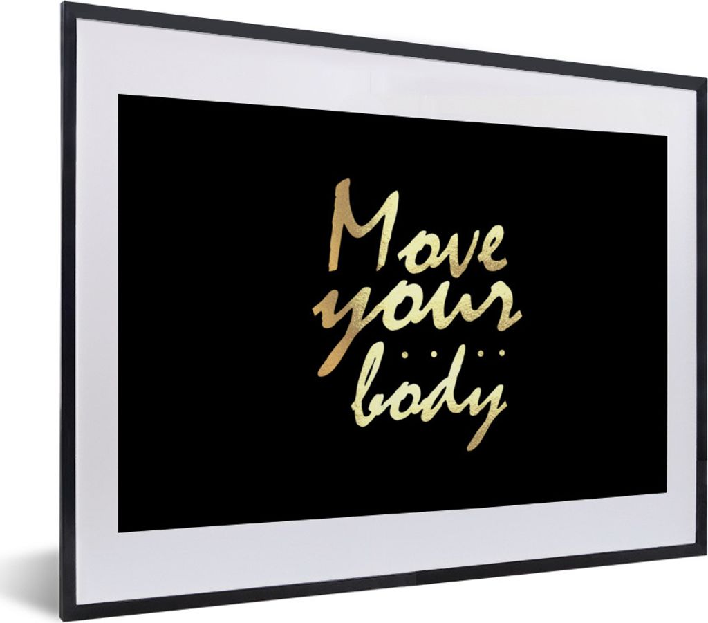 MuchoWow Gerahmtes Poster Zitat - Tanzen - Gold - Schwarz 40x30 cm - Poster mit Schwarzem Bilderrahmen Wandposter Rahmen Foto Bilder - Bilderrahm...