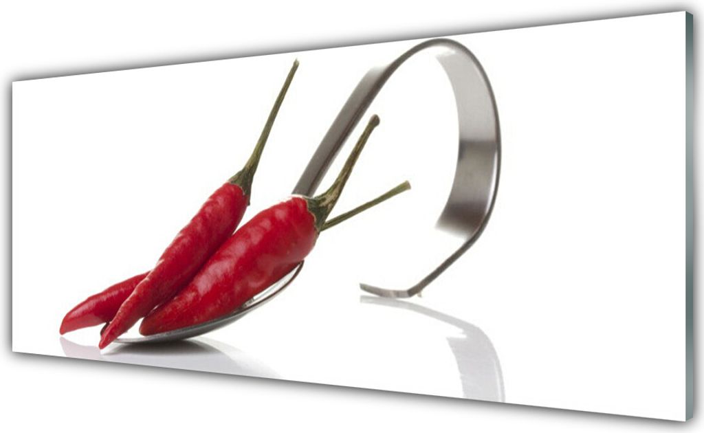 Küchenrückwand aus Glas 125x50cm Spritzschutz Chili Löffel Küche