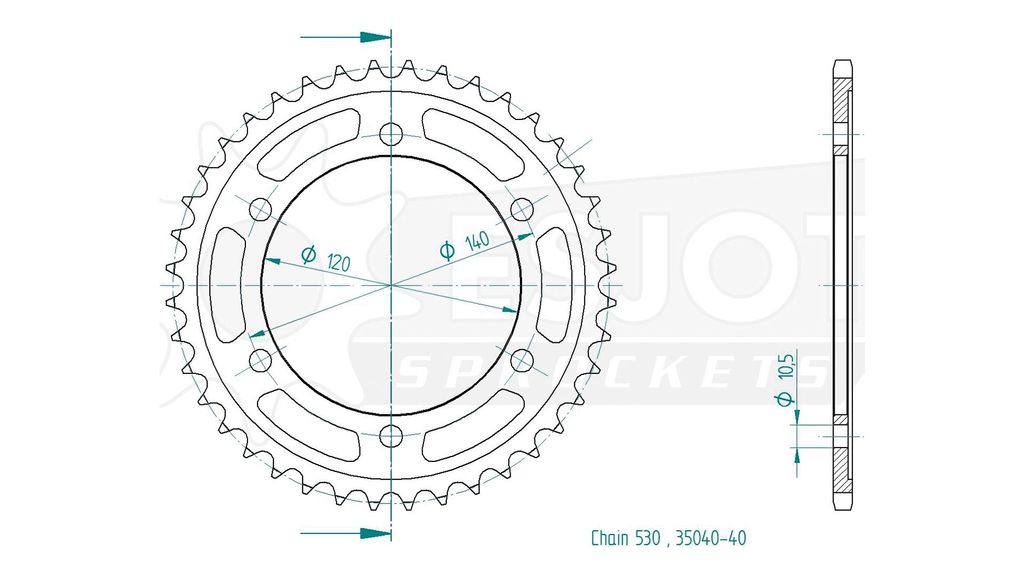 Kettenrad ESJOT 530 45Z Stahl schwarz
