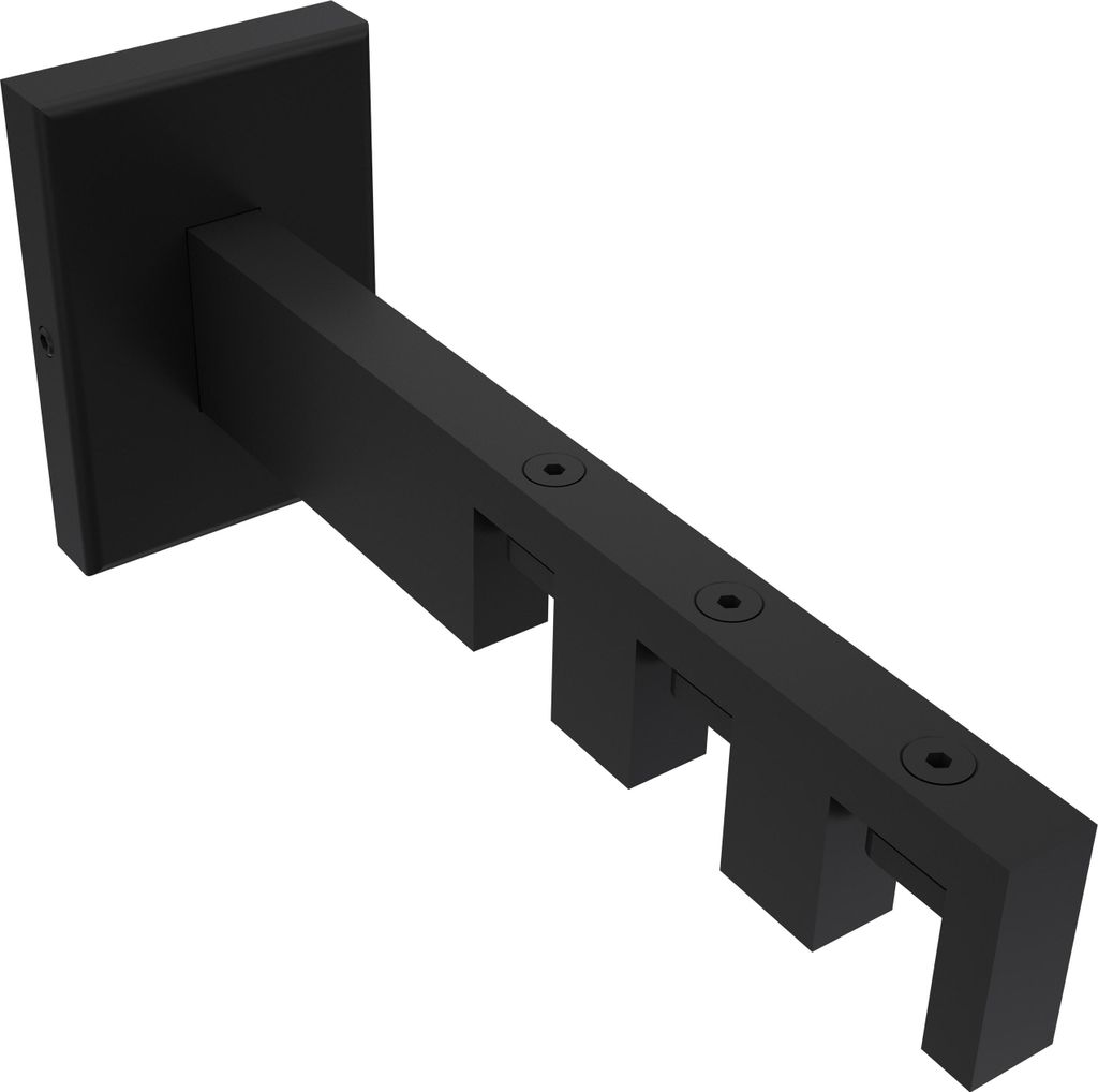 Interdeco Träger mit Abstand 7,5/10,5/13,5 / Wandhalterung für Gardinenstangen 14 x 35 mm, 3-läufig Schwarz, Typ Smartline