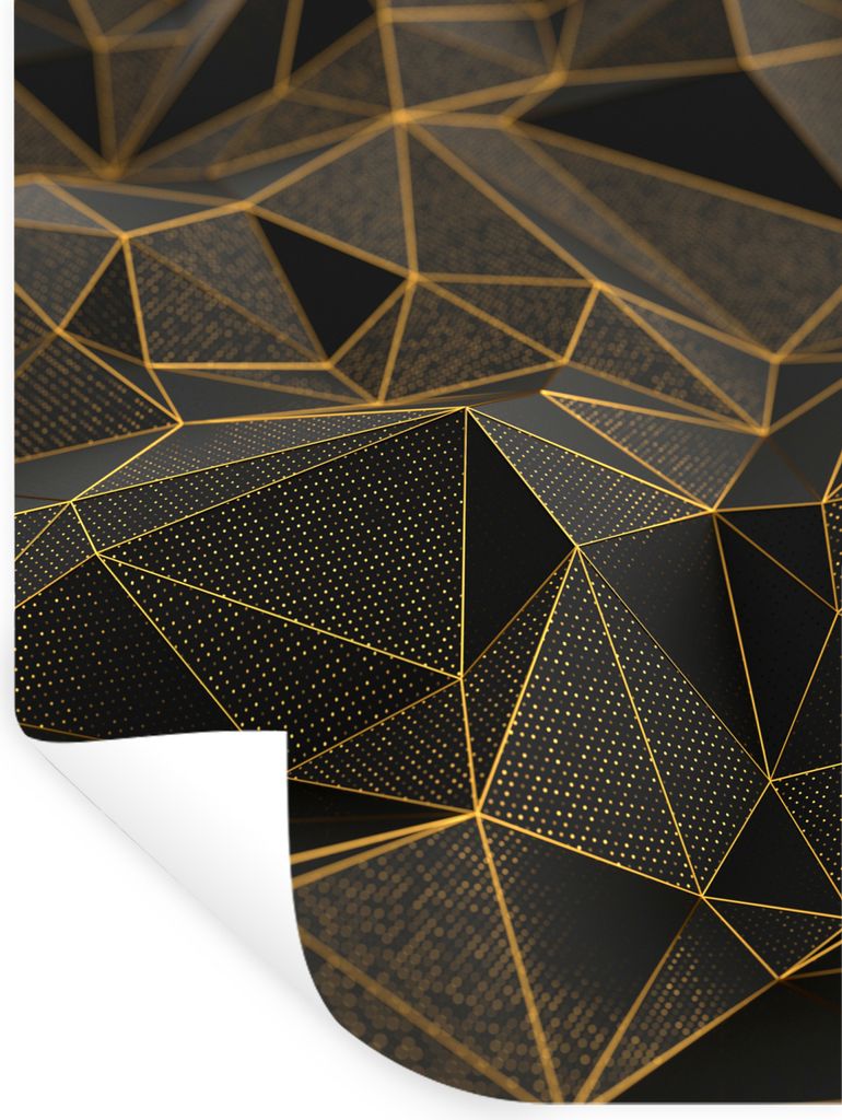 MuchoWow Wandtattoo Wandsticker Wandaufkleber Abstrakt - Gold - 3D - Luxus - Kunst 90x120 cm Selbstklebend und Repositionierbar - Faltenfrei