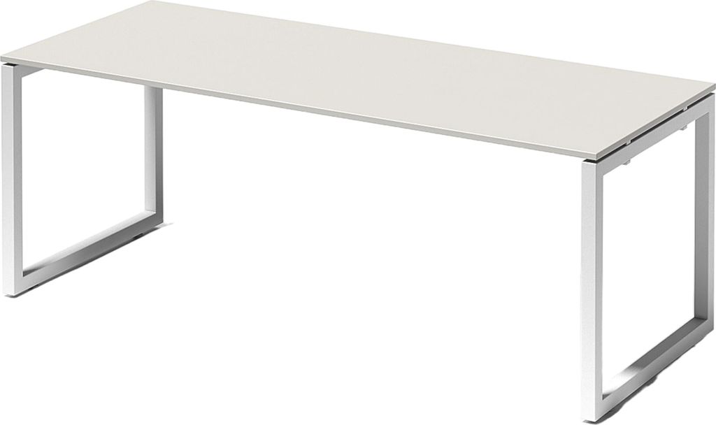 Bisley Cito Schreibtisch O-Gestell fixiert - Gestell: Verkehrsweiß, Nachbildung: Grauweiß, Größe: 200 x 80 cm