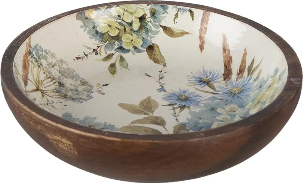Vassoio Rotondo Clayre & Eef 24cm Ceramica Bianco Blu Stile Country