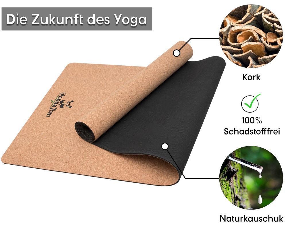 Naturkautschuk Yogamatte mit Kork extrem hochwertig und rutschfest 