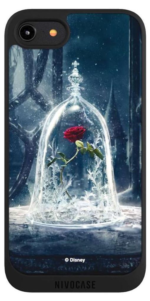 NIVOCASE Handyhülle für Apple iPhone 8 Hülle NIVOpure Case Schwarz Die Schöne und das Biest Disney Princess Rose